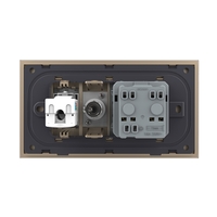 Priza Dubla Livolo cu Rama din Sticla 1 Priza Schuko+TV/internet, Standard Italian - Serie Noua, auriu