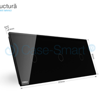 Panou intrerupator simplu+simplu+simplu cu touch Livolo din sticla, negru