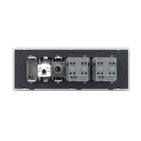 Priza Tripla cu Blank Livolo cu Rama din Sticla 2 Prize Schuko+TV/internet, Standard Italian - Serie Noua, alb