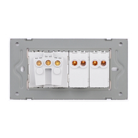 Intrerupator Dublu + Priza cu Rama din Sticla LUXION, Standard Italian, 4M, auriu