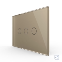 Intrerupator triplu cap scara / cruce cu touch Livolo din sticla, standard italian - Serie noua, auriu