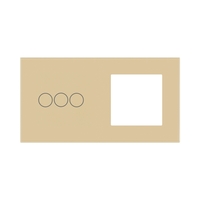 Panou Intrerupator Triplu cu Touch si Priza Simpla Din Sticla LUXION, auriu
