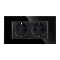 Priza Dubla cu Rama din Sticla LUXION, Standard Italian, 4M, negru