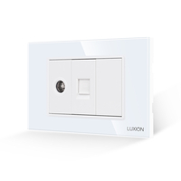 Priza TV + Internet cu Rama din Sticla LUXION, Standard Italian, 3M, alb