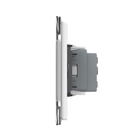 Priza simpla cu blank Livolo cu rama din sticla 3M, standard Italian, Serie noua, alb