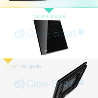 Panou intrerupator dublu cu touch Livolo din sticla, negru