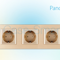 Priza cvintupla Livolo cu rama din sticla, auriu