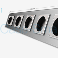 Priza cvintupla Livolo cu rama din sticla, gri