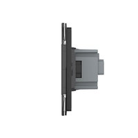 Priza dubla Livolo cu rama din sticla 4M, standard Italian, Serie noua, negru