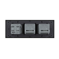 Intrerupator Simplu + Simplu + Priza LIVOLO cu Rama Din Sticla, Standard Italian, 6M, negru