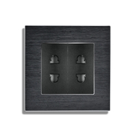 Priza Dubla cu Module Inguste cu Rama din Aluminiu LUXION, negru