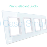 Rama priza cvadrupla Livolo din sticla, alb