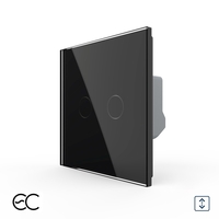 Intrerupator Dublu Draperie cu Touch LIVOLO din Sticla - Protocol ZigBee EC, negru