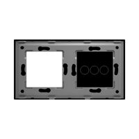 Panou Intrerupator Triplu cu Touch si Priza Simpla Din Sticla LUXION, negru