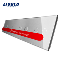 Panou intrerupator simplu+simplu+dublu+dublu cu touch LIVOLO din sticla, gri