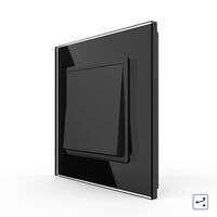 Intrerupator Simplu Mecanic si Cap Scara , 2 Module LIVOLO cu Rama din Sticla - Serie Noua, negru