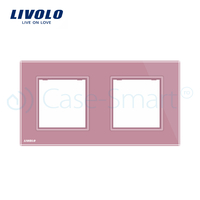 Rama priza dubla Livolo din sticla, roz