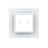 Intrerupator Dublu Cap Scara / Cruce cu Touch LIVOLO cu Rama din Sticla - Protocol Zigbee EC, alb
