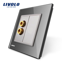 Priza redare sunet LIVOLO cu rama din sticla, gri