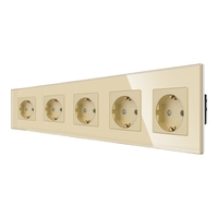 Priza Cvintupla LUXION cu rama din sticla, auriu