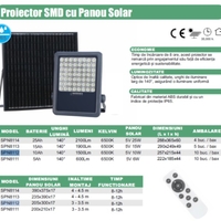 Proiector led SMD cu Panou Solar si telecomanda - 200W/6500k