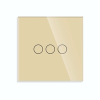 Intrerupator Triplu cu Touch din Sticla LUXION, 500W, auriu