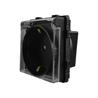 Modul Priza Simpla cu Capac Fara Rama Din Sticla LUXION, negru