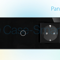 Intrerupator LIVOLO simplu+simplu cu touch si priza din sticla, negru