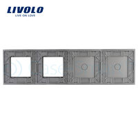 Panou 2 intrerupatoare simple cu touch si 2 prize LIVOLO din sticla, gri