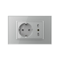 Priza dubla italiana Livolo cu rama din sticla - standard italian, gri