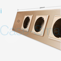 Intrerupator simplu + Priza tripla LIVOLO cu touch din sticla, auriu