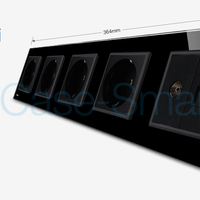 Priza cvintupla + priza TV Internet Livolo cu rama din sticla, negru