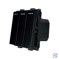Modul Intrerupator Triplu Cap Scara Mecanic LUXION, negru