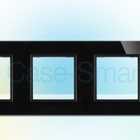 Rama priza tripla Livolo din sticla, negru