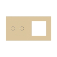 Panou Intrerupator Dublu cu Touch si Priza Simpla Din Sticla LUXION, auriu