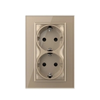 Priza Dubla Livolo cu Rama din Sticla Pentru Doza Simpla, auriu