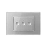 Intrerupator triplu cu touch Livolo cu rama din sticla, standard Italian - Serie noua, gri