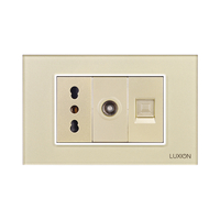 Priza Ingusta + TV + Internet cu Rama din Sticla LUXION, Standard Italian, 3M, auriu