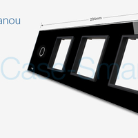 Rama intrerupator cu touch simplu+priza tripla LIVOLO din sticla, negru