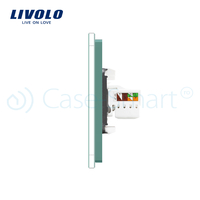 Priza dubla internet Livolo cu rama din sticla, verde