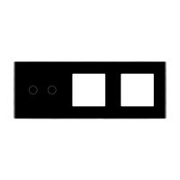 Panou Intrerupator Dublu cu Touch si 2 Prize Din Sticla LUXION, negru