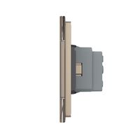 Intrerupator Dublu + Dublu + Priza LIVOLO cu Rama Din Sticla, Standard Italian, 6M, auriu