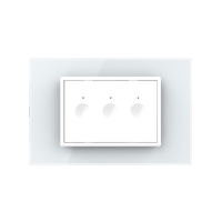 Intrerupator triplu wireless cu touch Livolo cu rama din sticla, standard Italian - Serie noua, alb