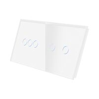 Panou Intrerupator Triplu + Dublu cu Touch Din Sticla LUXION, alb