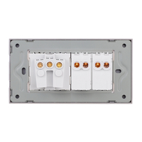 Intrerupator Dublu + Priza cu Rama din Sticla LUXION, Standard Italian, 4M, gri