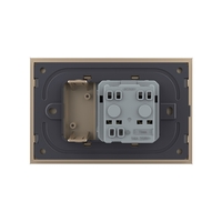 Priza simpla cu blank Livolo cu rama din sticla 3M, standard Italian, Serie noua, auriu