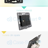 Priza dubla televizor + priza internet Livolo, negru