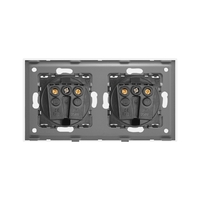 Priza Dubla LUXION cu rama din aluminiu, alb