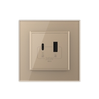 Priza USB-A + USB-C cu Rama Din Sticla LIVOLO - Serie Noua, auriu