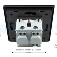Priza simpla Livolo cu rama din sticla, negru